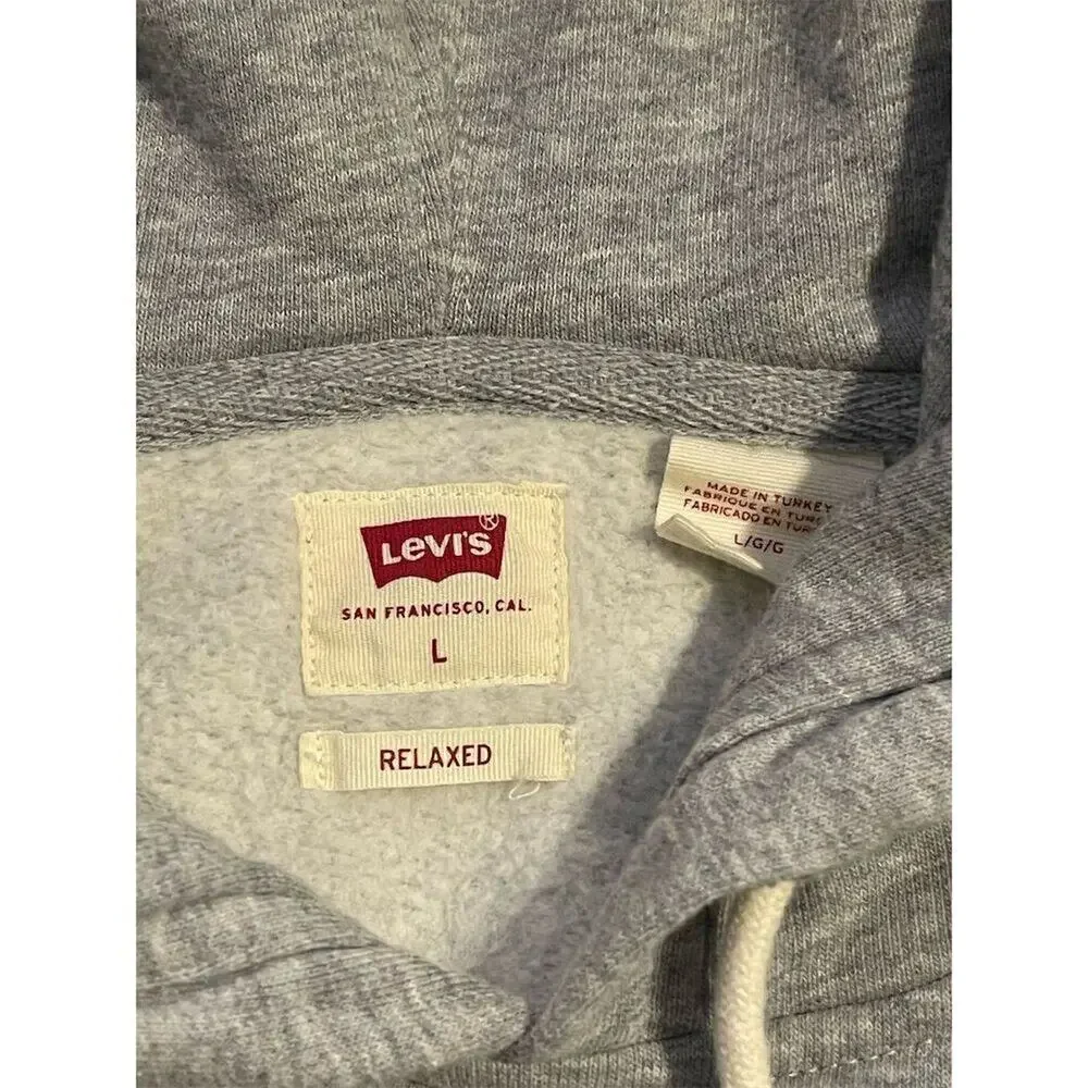 Levi's Men's Gray Graphic Hoodie Sweatshirt Size L Relaxed Fit